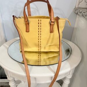Fossil Yellow Tote with Tan Straps